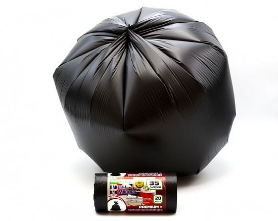 Мешки для мусора 35 л, в рулоне 20 штук, 20 мкм, ПСД, черные, 50х64 см, особопрочные - Вид 2